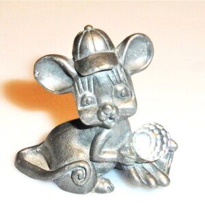 JW2 - Signed SCM Pewter MOUSE # A9 Vintage Mouse Vintage Pewter Crystal Ball